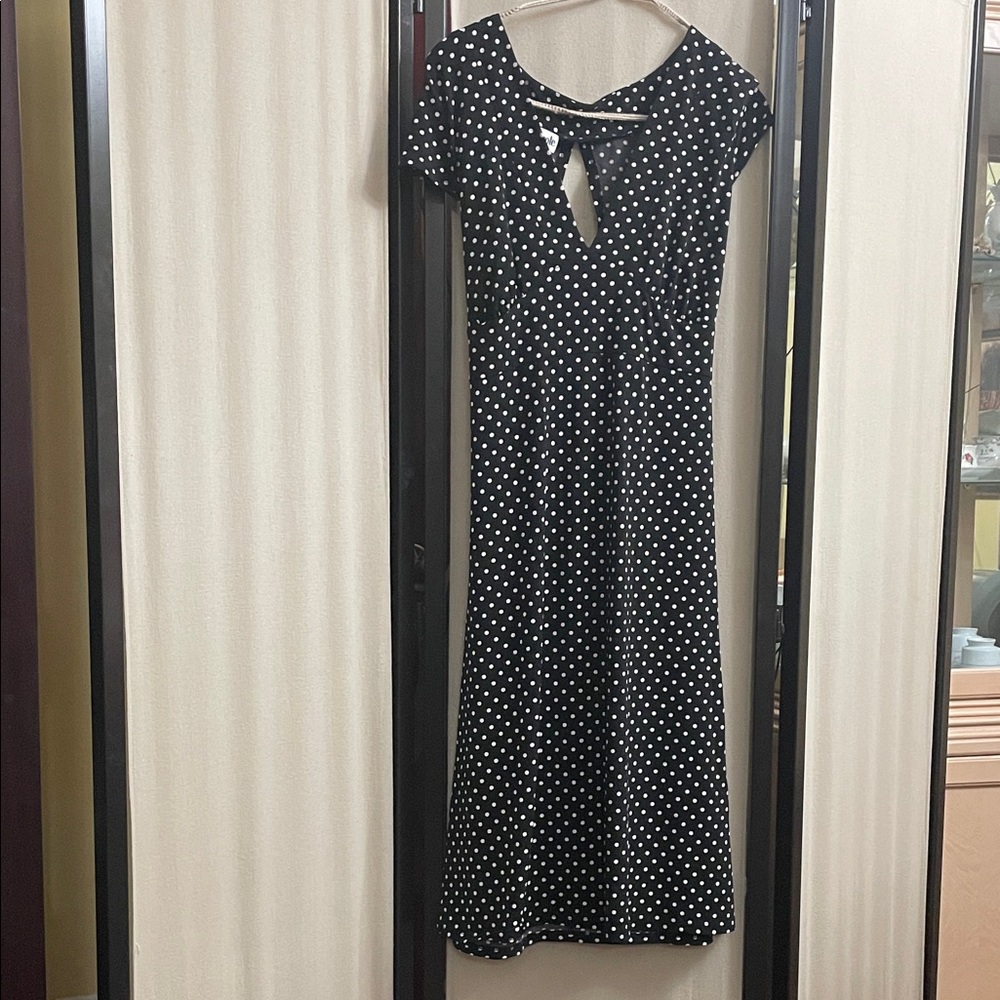 Elegant Black and White Polka Dot Dress